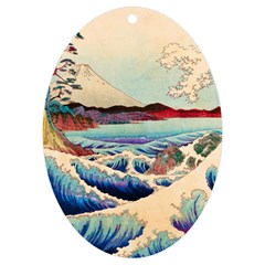 Wave Japanese Mount Fuji Uv Print Acrylic Ornament Oval