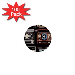 Retro Cameras Old Vintage Antique 1  Mini Buttons (100 Pack)  by Grandong