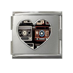 Retro Cameras Old Vintage Antique Mega Link Heart Italian Charm (18mm) by Grandong