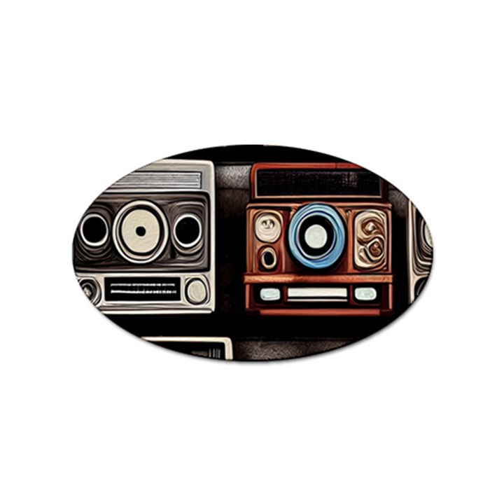 Retro Cameras Old Vintage Antique Sticker (Oval)