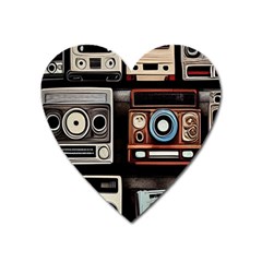 Retro Cameras Old Vintage Antique Heart Magnet by Grandong