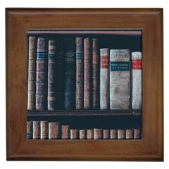 Aged Bookcase Books Bookshelves Framed Tile by Grandong