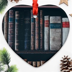 Aged Bookcase Books Bookshelves Ornament (heart) by Grandong