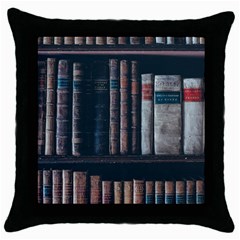 Aged Bookcase Books Bookshelves Throw Pillow Case (black) by Grandong