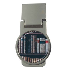 Aged Bookcase Books Bookshelves Money Clips (round)  by Grandong