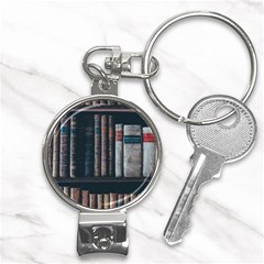 Aged Bookcase Books Bookshelves Nail Clippers Key Chain by Grandong