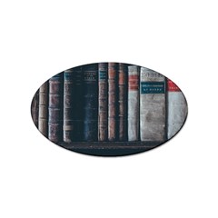 Aged Bookcase Books Bookshelves Sticker (oval) by Grandong