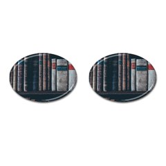 Aged Bookcase Books Bookshelves Cufflinks (oval) by Grandong