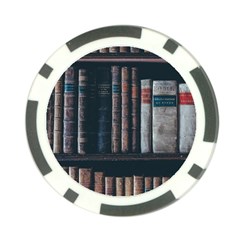 Aged Bookcase Books Bookshelves Poker Chip Card Guard by Grandong