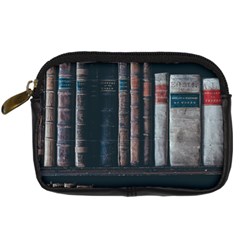 Aged Bookcase Books Bookshelves Digital Camera Leather Case by Grandong