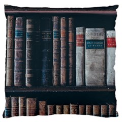 Aged Bookcase Books Bookshelves Large Cushion Case (two Sides) by Grandong