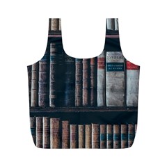 Aged Bookcase Books Bookshelves Full Print Recycle Bag (m) by Grandong