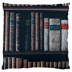 Aged Bookcase Books Bookshelves Standard Premium Plush Fleece Cushion Case (two Sides) by Grandong