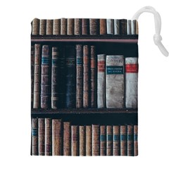 Aged Bookcase Books Bookshelves Drawstring Pouch (4xl) by Grandong