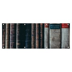 Aged Bookcase Books Bookshelves Banner And Sign 8  X 3  by Grandong