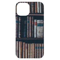 Aged Bookcase Books Bookshelves Iphone 14 Black Uv Print Case by Grandong