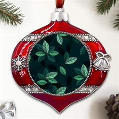 Foliage Metal Snowflake And Bell Red Ornament