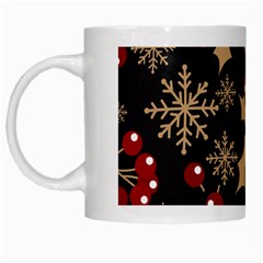 Christmas Pattern With Snowflakes Berries White Mug by Ndabl3x