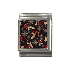 Christmas Pattern With Snowflakes Berries Italian Charm (13mm) by Ndabl3x