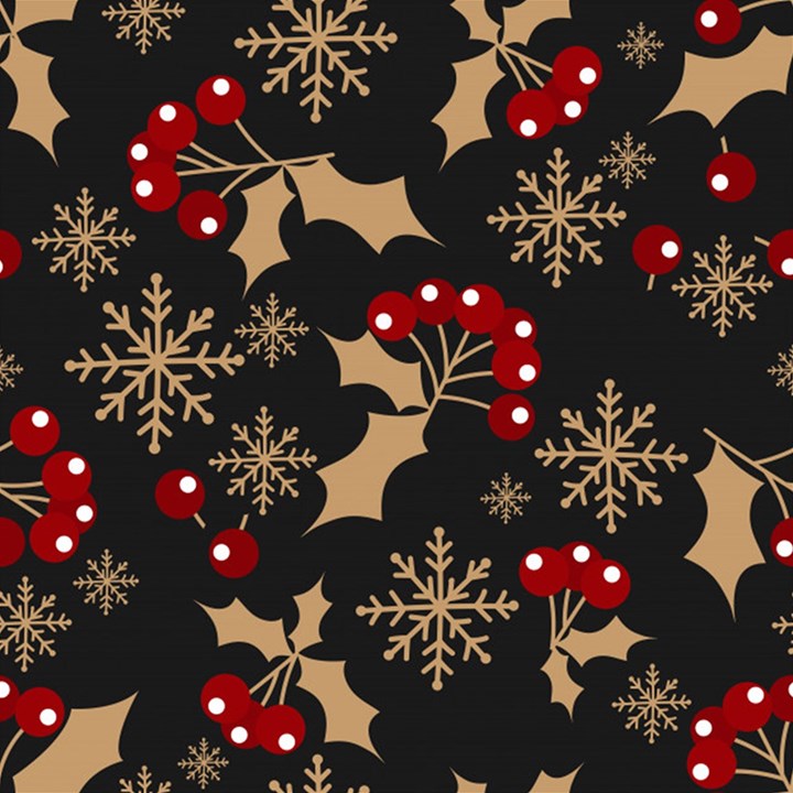 Christmas Pattern With Snowflakes Berries Play Mat (Square)