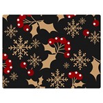 Christmas Pattern With Snowflakes Berries Two Sides Premium Plush Fleece Blanket (Extra Small) 40 x30  Blanket Back