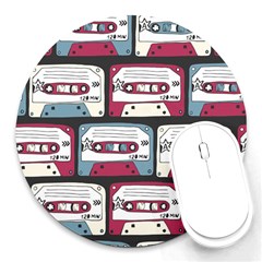 Music Symbols Rock Music Seamless Pattern Round Mousepad