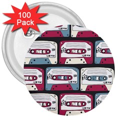 Music Symbols Rock Music Seamless Pattern 3  Buttons (100 pack) 