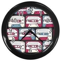 Music Symbols Rock Music Seamless Pattern Wall Clock (black) by Ndabl3x