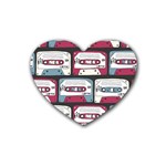 Music Symbols Rock Music Seamless Pattern Rubber Heart Coaster (4 pack) Front