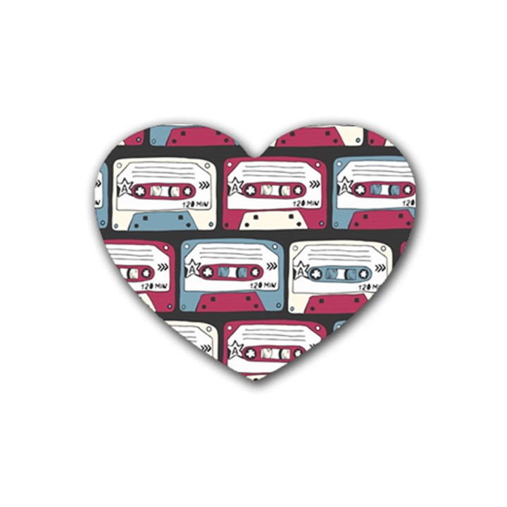 Music Symbols Rock Music Seamless Pattern Rubber Heart Coaster (4 pack)