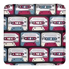 Music Symbols Rock Music Seamless Pattern Square Glass Fridge Magnet (4 pack)