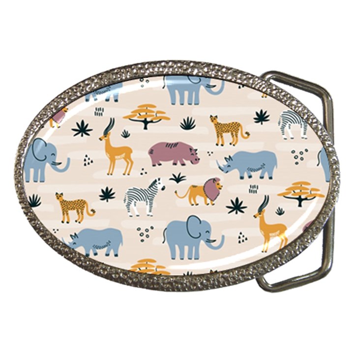 Wild Animals Seamless Pattern Belt Buckles