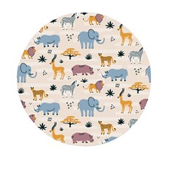 Wild Animals Seamless Pattern Mini Round Pill Box by Ndabl3x