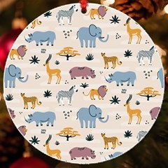 Wild Animals Seamless Pattern Uv Print Acrylic Ornament Round by Ndabl3x