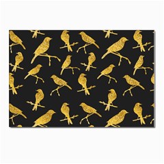 Background With Golden Birds Postcards 5  X 7  (pkg Of 10) by Ndabl3x