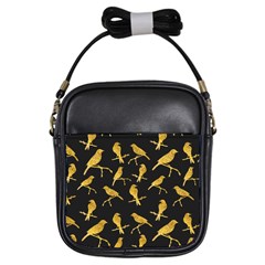 Background With Golden Birds Girls Sling Bag by Ndabl3x