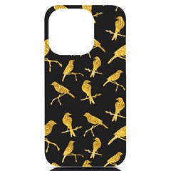 Background With Golden Birds Iphone 14 Pro Black Uv Print Case by Ndabl3x