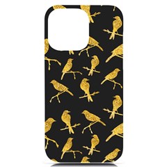 Background With Golden Birds Iphone 14 Pro Max Black Uv Print Case by Ndabl3x