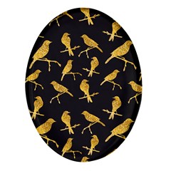 Background With Golden Birds Oval Glass Fridge Magnet (4 Pack) by Ndabl3x