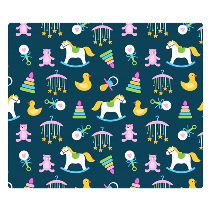 Cute Babies Toys Seamless Pattern Two Sides Premium Plush Fleece Blanket (Small)