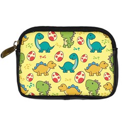 Seamless Pattern With Cute Dinosaurs Character Digital Camera Leather Case