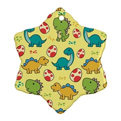 Seamless Pattern With Cute Dinosaurs Character Snowflake Ornament (Two Sides)