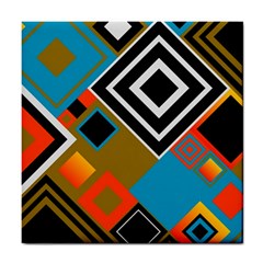 Retro Pattern Abstract Art Colorful Square Tile Coaster by Ndabl3x