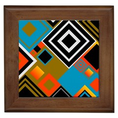 Retro Pattern Abstract Art Colorful Square Framed Tile by Ndabl3x