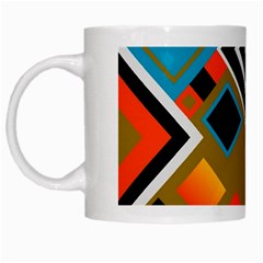 Retro Pattern Abstract Art Colorful Square White Mug by Ndabl3x