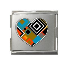 Retro Pattern Abstract Art Colorful Square Mega Link Heart Italian Charm (18mm) by Ndabl3x