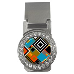 Retro Pattern Abstract Art Colorful Square Money Clips (cz)  by Ndabl3x