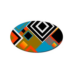 Retro Pattern Abstract Art Colorful Square Sticker Oval (100 Pack) by Ndabl3x