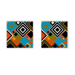 Retro Pattern Abstract Art Colorful Square Cufflinks (square)