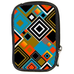 Retro Pattern Abstract Art Colorful Square Compact Camera Leather Case by Ndabl3x